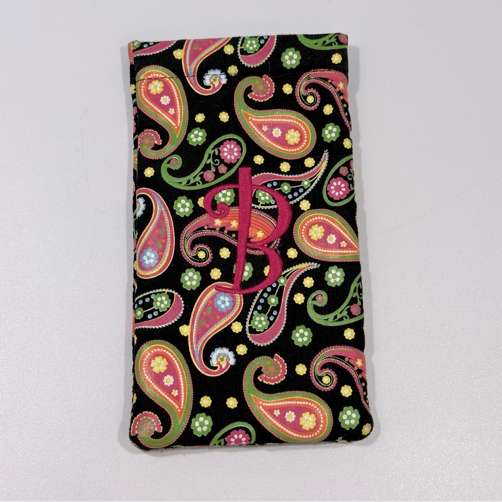 Initial B embroidered Grandma Paisley Eyeglass Glasses Pouch Case Sleeve